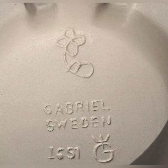 Vtg Gabriel Sweden Flower Hat Art Pottery Wall Plaque Artist Signed 3D Summer - Picture 5 of 7